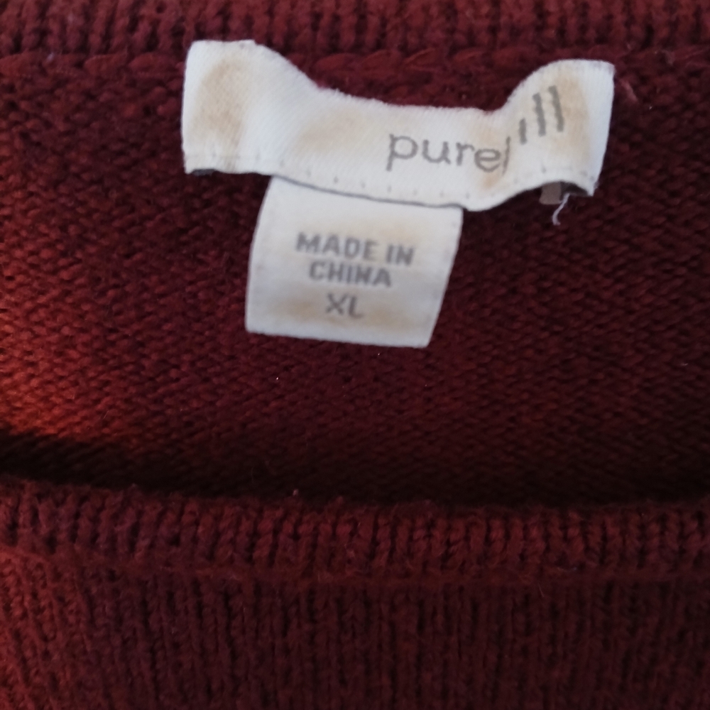 Pure Jill Women's Burgndy Long Sleeve Pullover Sweater, 1 Pocket, Size XL - Picture 3 of 3